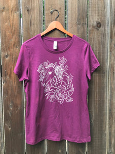 loganberry cotton tee tattoo art horse roses ladies casual wear